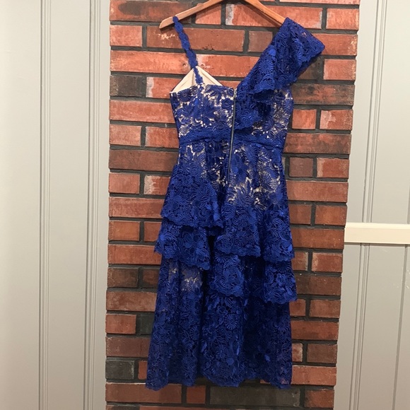 Alice + olivia Florrie Ruffle One-Shoulder Lace Dress - Picture 9 of 14